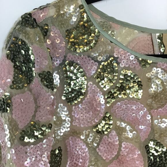 Vintage green and pink sequin top small palm royale  small - Picture 5 of 7